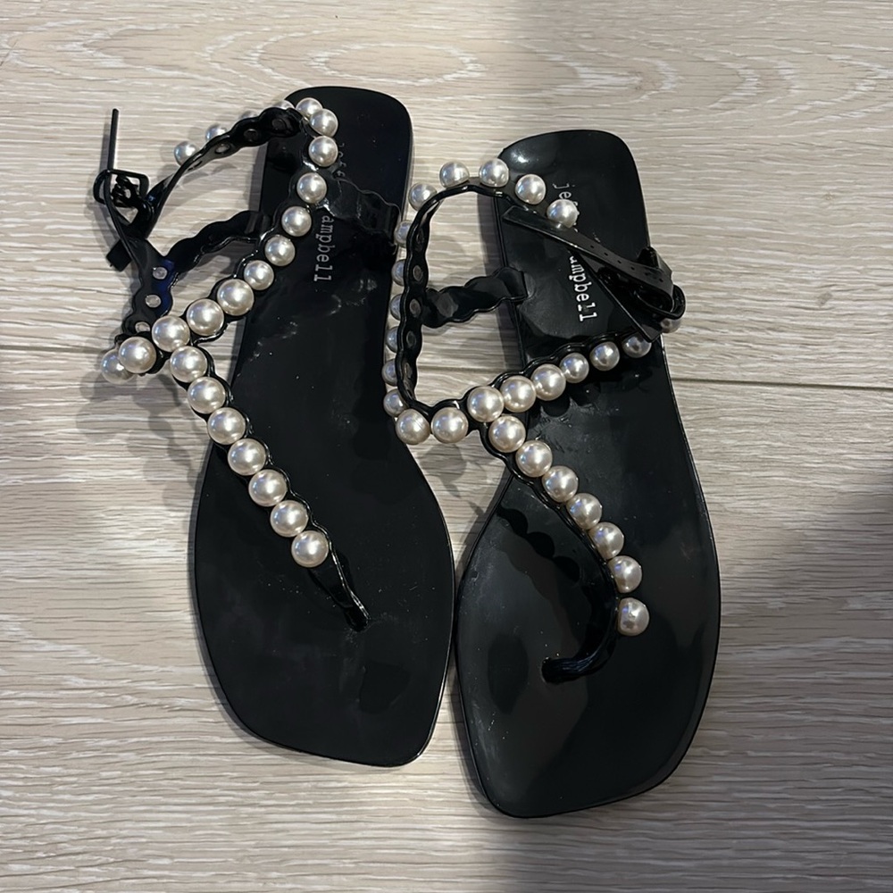 Jeffrey Camper Black Pearl Jelly Sandals